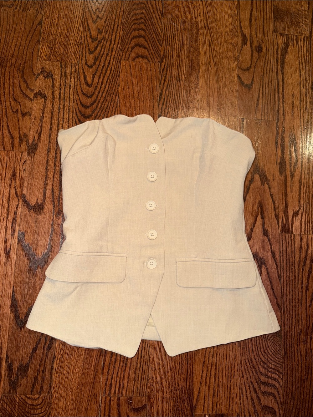 emory park Cream Strapless Button-Front Top